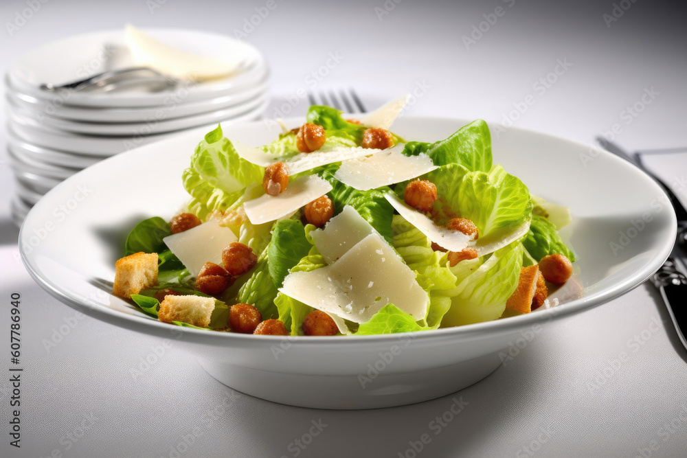 Fresh and Flavorful Caesar Salad. Generative AI Fresh and Flavorful Caesar Salad. Generative AI