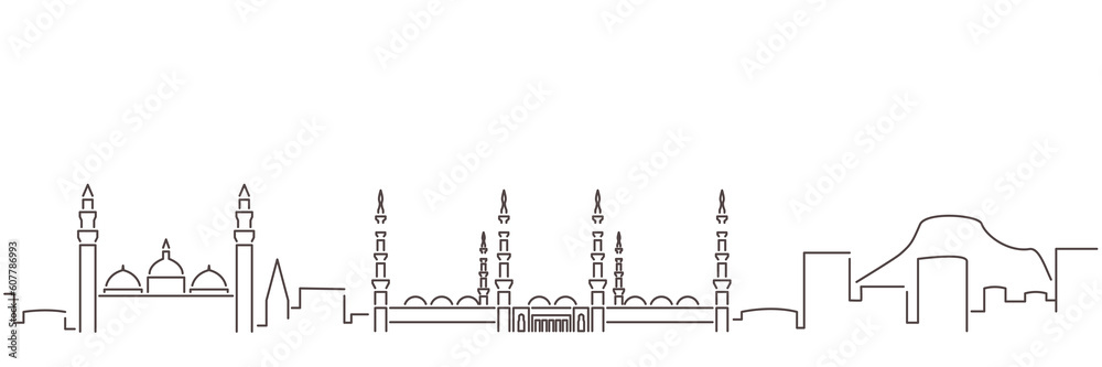 Medina Dark Line Simple Minimalist Skyline With White Background Medina Dark Line Simple Minimalist Skyline With White Background