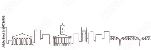 Nashville Dark Line Simple Minimalist Skyline With White Background