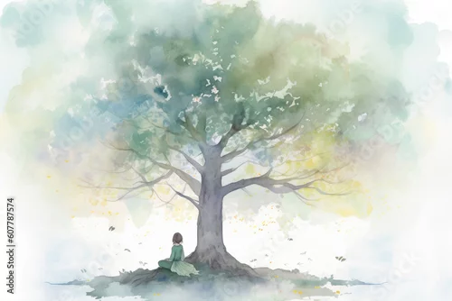 Obraz Spokój pod potężnym dębem. Wygenerowane przez sztuczną inteligencję