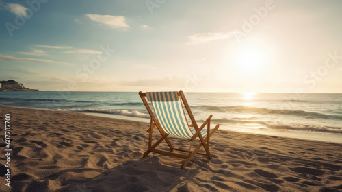 deck chair in beach. summer and vacation. generative ai