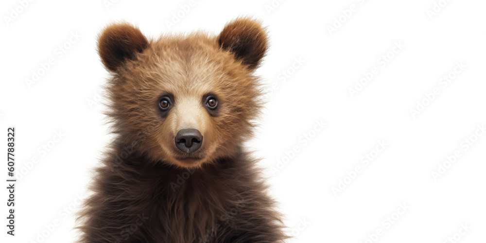 Fototapeta premium Cute baby bear isolated on a white background. Generative AI