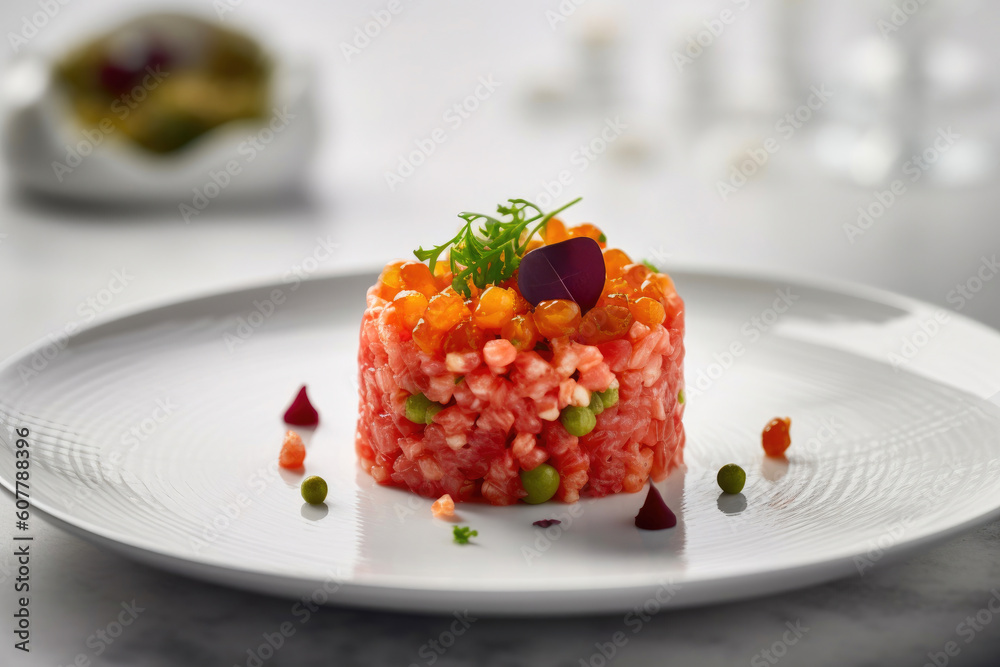 Sumptuous Shrimp Tartare for Culinary Connoisseurs. Generative AI Sumptuous Shrimp Tartare for Culinary Connoisseurs. Generative AI