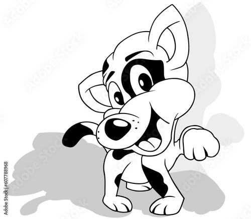 Drawing of a Cute Kitty with Raised Paw