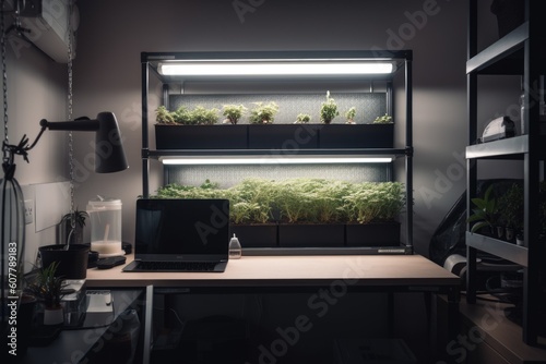 a minimalist setup, with only the most essential equipment for growing, created with generative ai © Alfazet Chronicles