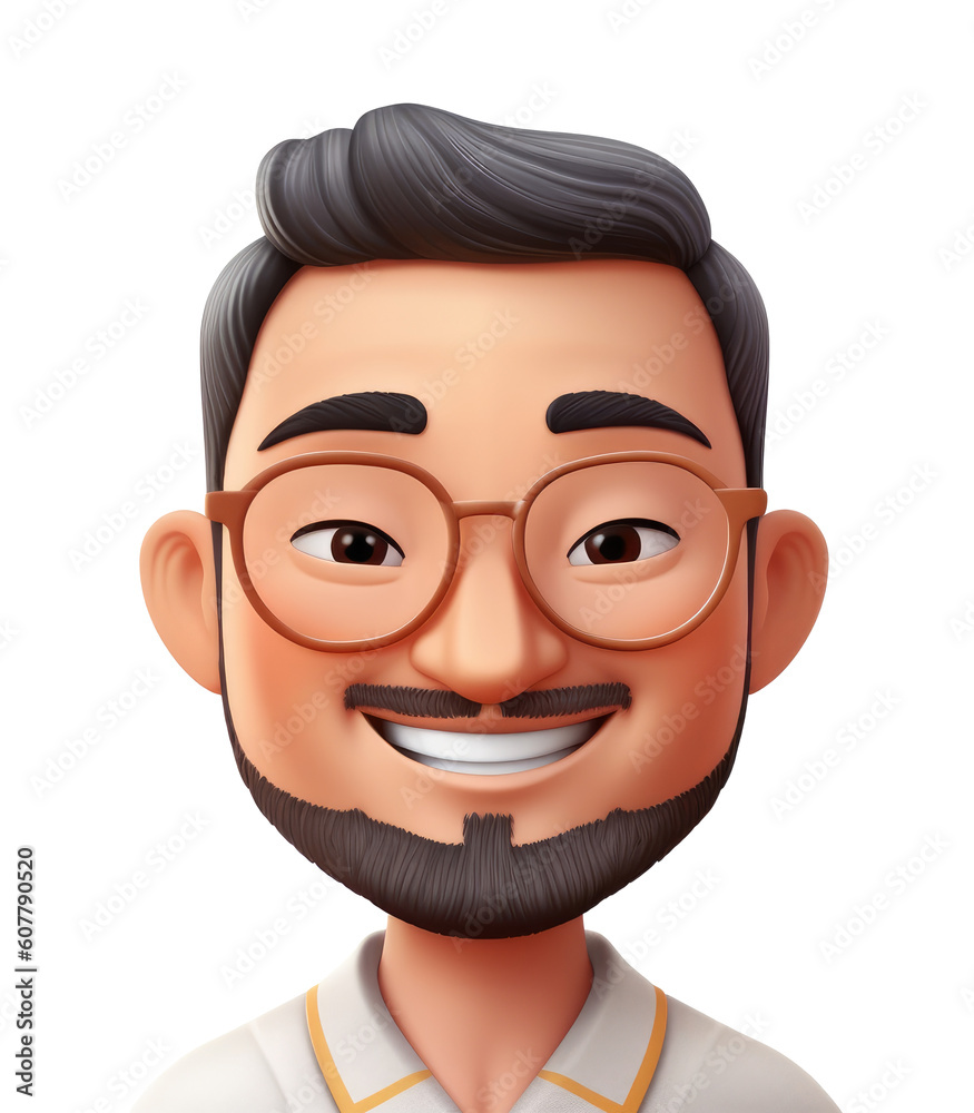 Emoji, a happy Chinese man on a transparent background. PNG, memoji, ai Emoji, a happy Chinese man on a transparent background. PNG, memoji, ai