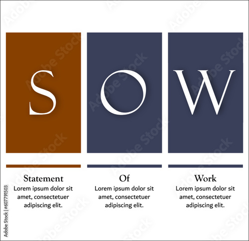 SOW - Statement of Work Acronym. Infographic template with icons