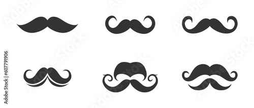 Mustache icon set. Vector illustration.