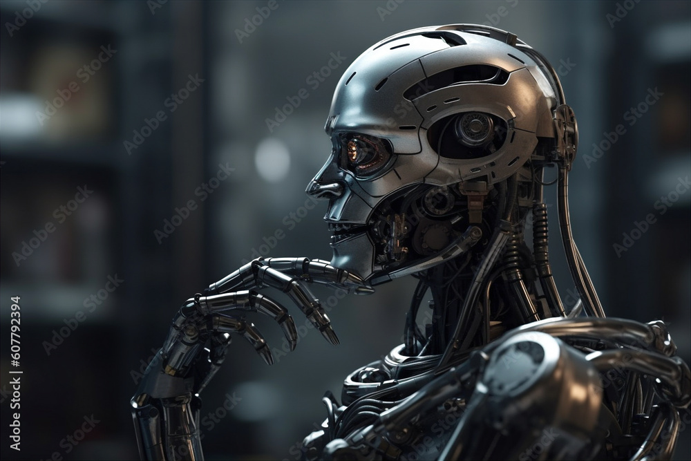 Contemplative Robot, Thoughtful Artificial Intelligence. AI generated Contemplative Robot, Thoughtful Artificial Intelligence. AI generated