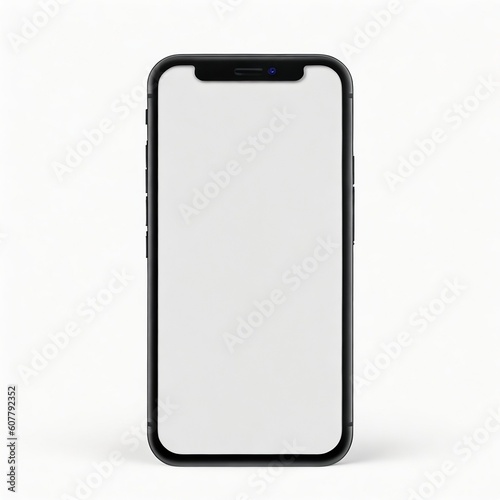 Mockup of smartphone with blank white screen on white background