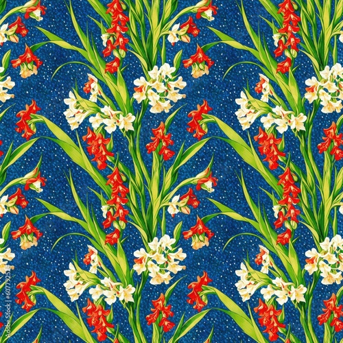 Seamless floral pattern, tileable, Generative AI