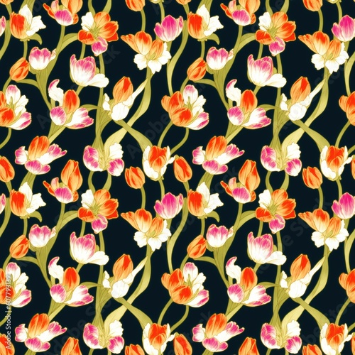 Seamless floral pattern  tileable  Generative AI
