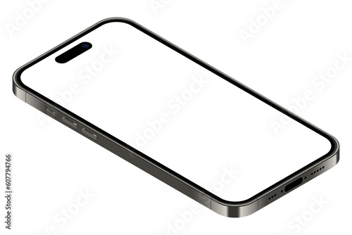 Realistic smartphone mockup. Isometric smartphone set. 3d mobile phones with blank screen. Vector illustration