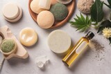 cbd oil being used in a variety of beauty products, including face masks and bath bombs, created with generative ai