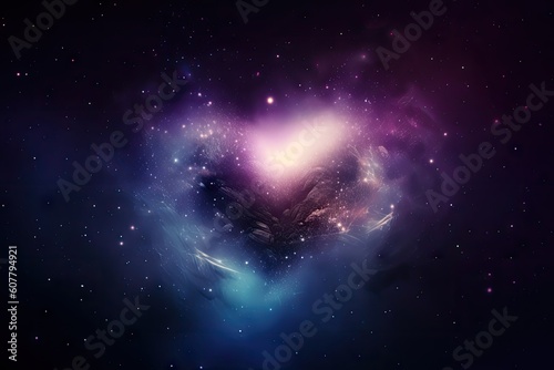 nebula heart, with starry night sky and shining stars in the background, created with generative ai