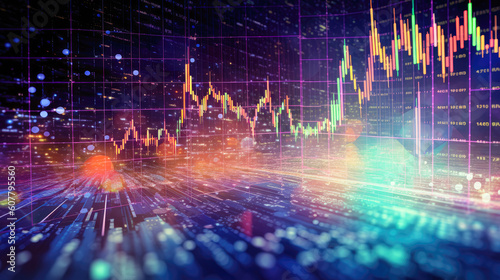 Wallpaper Mural A background with multiple stock market charts and financial indicators Torontodigital.ca