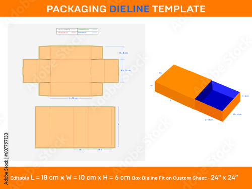 Match box or Sleeve box dieline template and vector 3D box