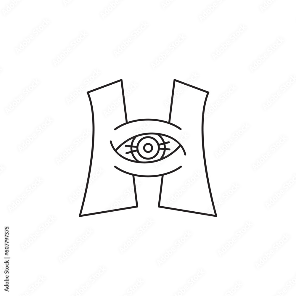 letter H eye sign logo modern sign template. logo with monoline style ...