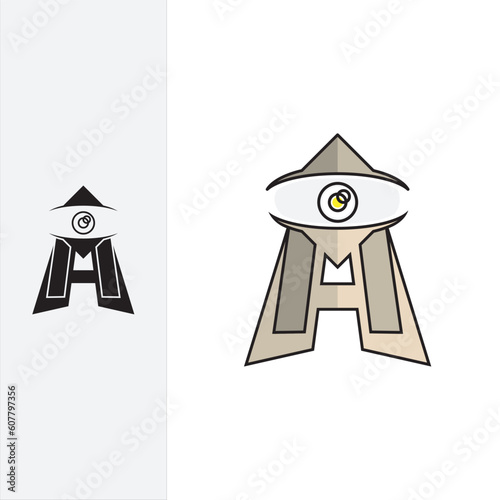 letter A eye design simple modern. solid and stylish silhouette.
