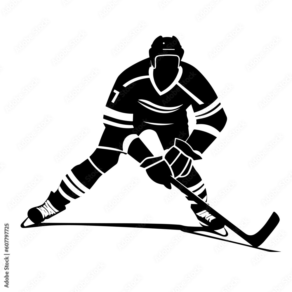 Fototapeta premium hockey player silhouette vector design logo