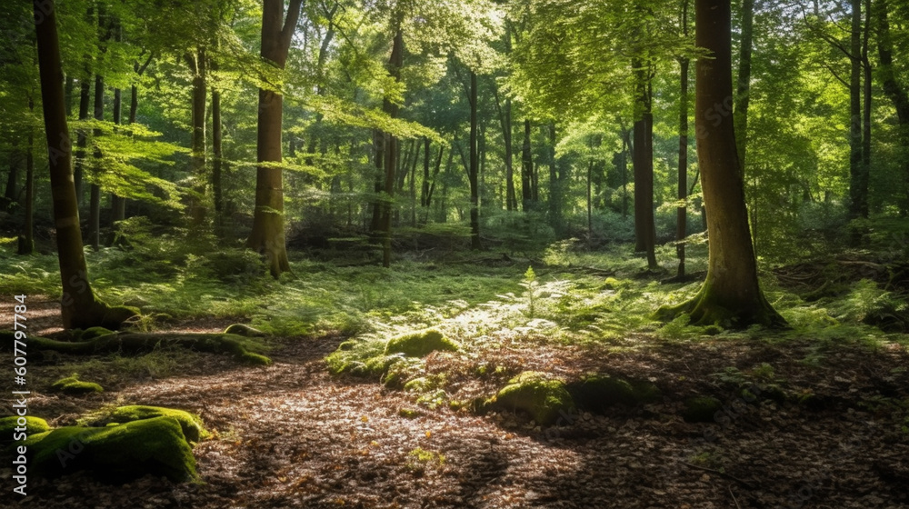 Obraz premium path in the forest sunlight