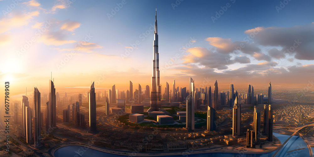 Dubai background Captivating 8K Panoramic View of the Iconic Burj Khalifa