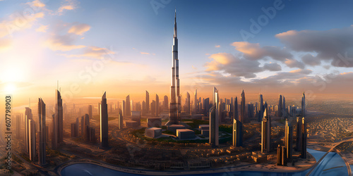Leinwand Poster Dubai background Captivating 8K Panoramic View of the Iconic Burj Khalifa