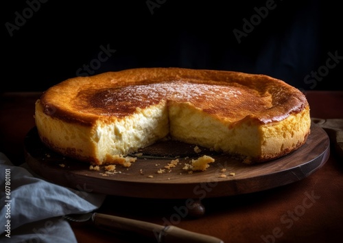 homemade cottage cheese pie with golden crust © bartjan