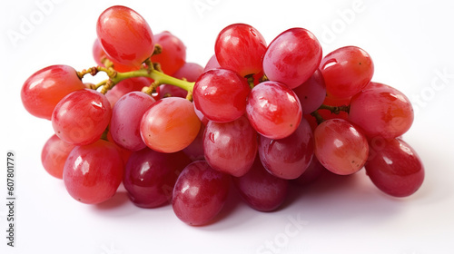 Cluster of Red Grapes on a White Background  Generative AI