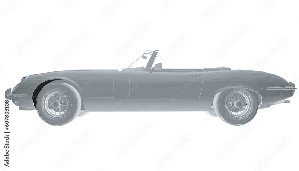 Luxury convertible car. Art picture Car cabriolet with outlines. Vector illustration vehicle. Polygonal illustrate Isolated on white background. 3D.