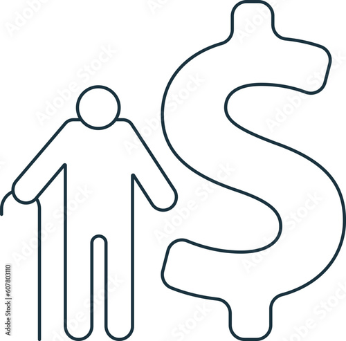 Pension icon. Monochrome simple sign from employee benefits collection. Pension icon for logo, templates, web design and infographics.