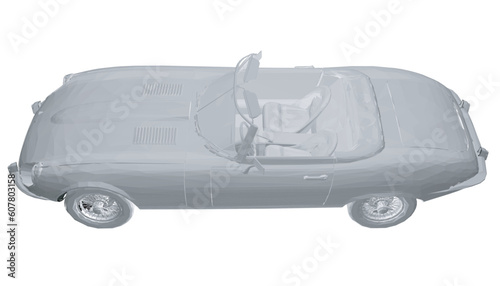 Luxury convertible car. Art picture Car cabriolet with outlines. Vector illustration vehicle. Polygonal illustrate Isolated on white background. 3D.