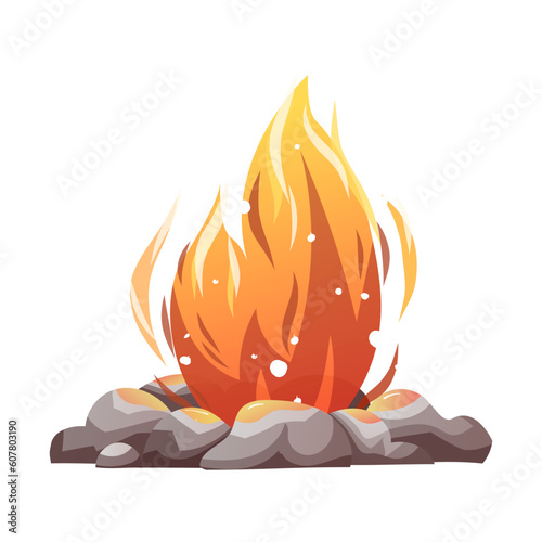 Campfire. Camping, traveling, nature, journey concept. Isolated vector illustration.