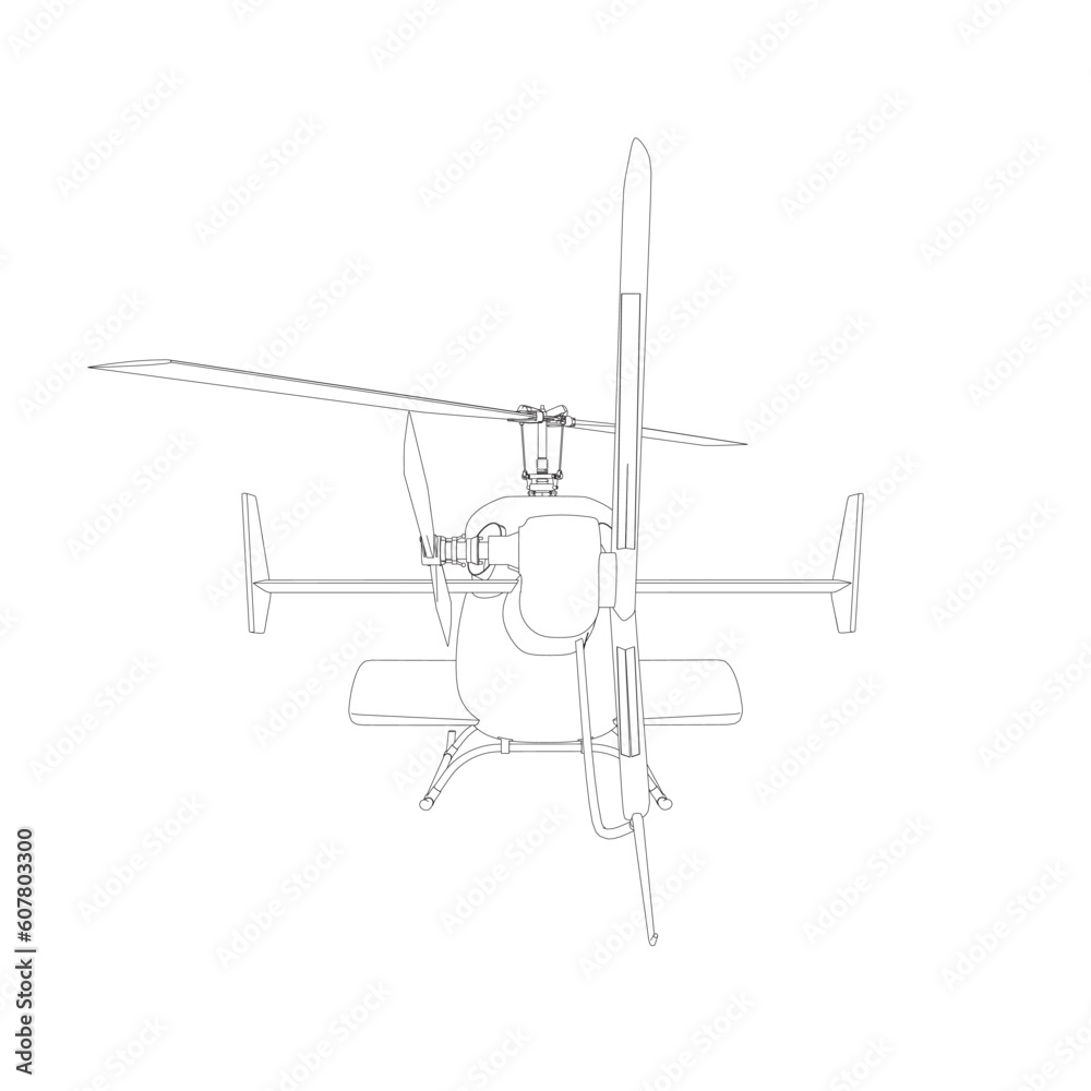 Helicopter detailed outline. Vector isolated on a white background. Adult military helicopter coloring page for book. Copter and Aircraft. Vector illustration. Black contour sketch illustrate. Helicopter detailed outline. Vector isolated on a white background. Adult military helicopter coloring page for book. Copter and Aircraft. Vector illustration. Black contour sketch illustrate.