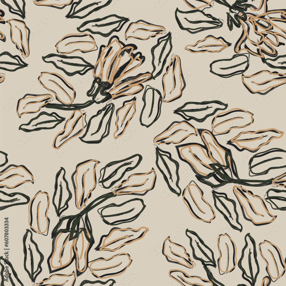 Fototapeta premium Neutral Colour Paisley abstract Seamless Pattern Design