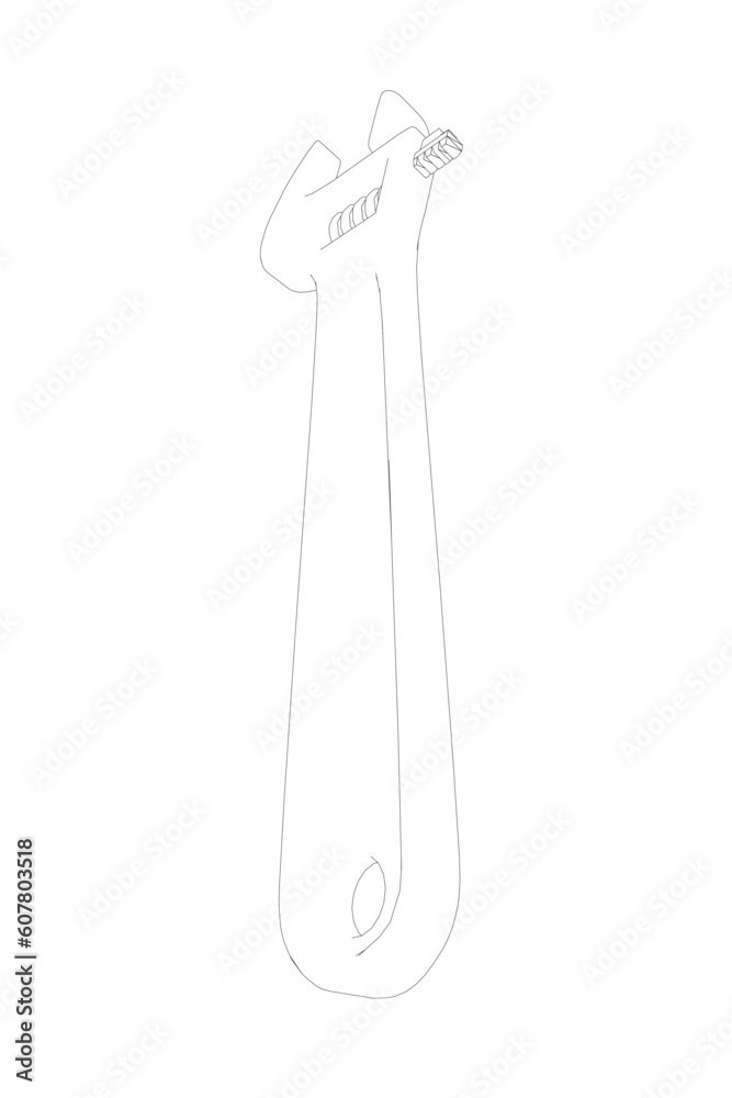 Vector illustration of adjustable wrench. Repair tools icon isolated on white background. Vector illustration.. Vector illustration of adjustable wrench. Repair tools icon isolated on white background. Vector illustration..