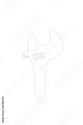 Vector illustration of adjustable wrench. Repair tools icon isolated on white background. Vector illustration..