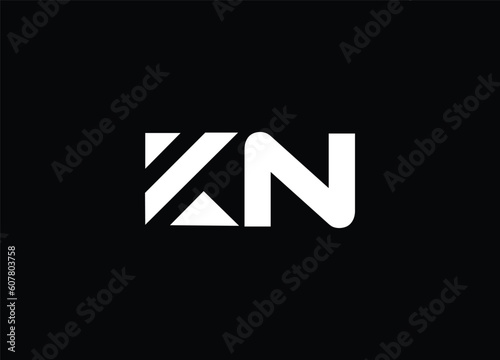 Alphabet letters KN  Monogram Logo design