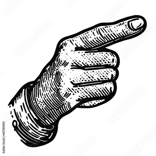 pointing finger, hand vector sketch