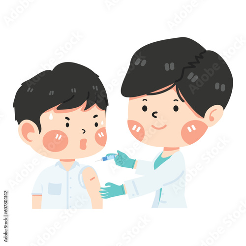 nurse giving vaccine to patient using the syringe injected