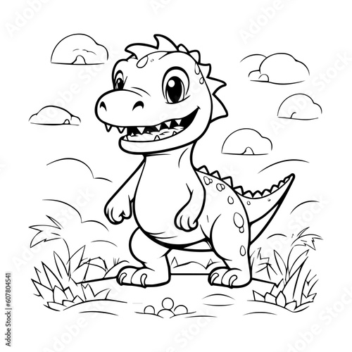 Dinosaurus Coloring Book Page Cartoon Ilustration-01