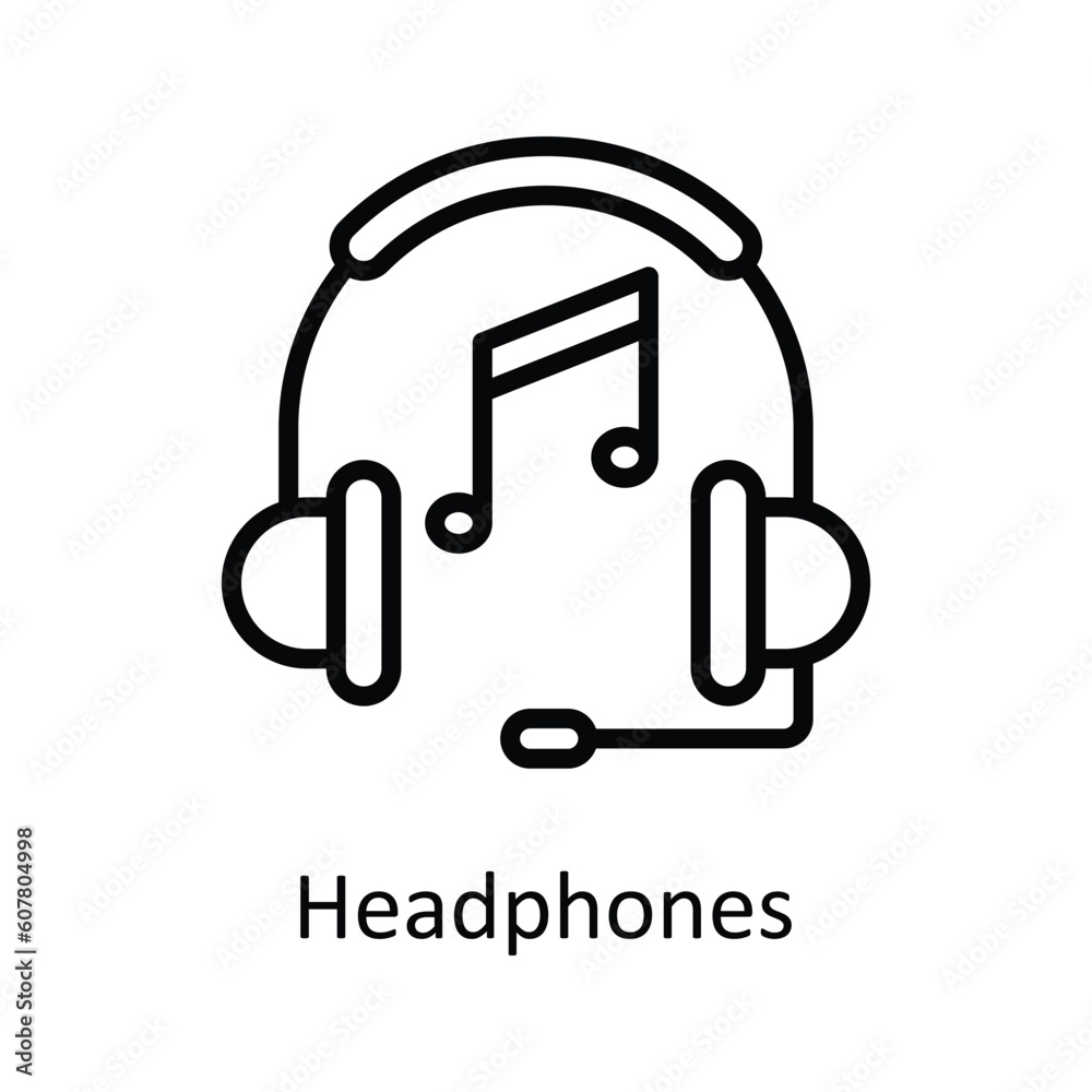 Headphones Vector outline Icon Design illustration. User interface Symbol on White background EPS 10 File Headphones Vector outline Icon Design illustration. User interface Symbol on White background EPS 10 File