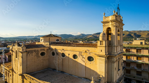 Aerial View of Avola Cathedral, Syracuse, Sicily, Italy, Europe