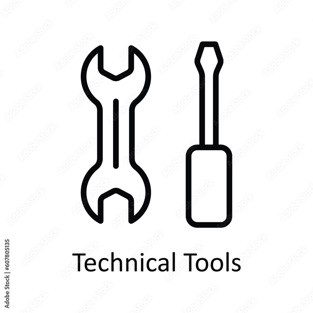 Technical Tools Vector outline Icon Design illustration. User interface Symbol on White background EPS 10 File Technical Tools Vector outline Icon Design illustration. User interface Symbol on White background EPS 10 File