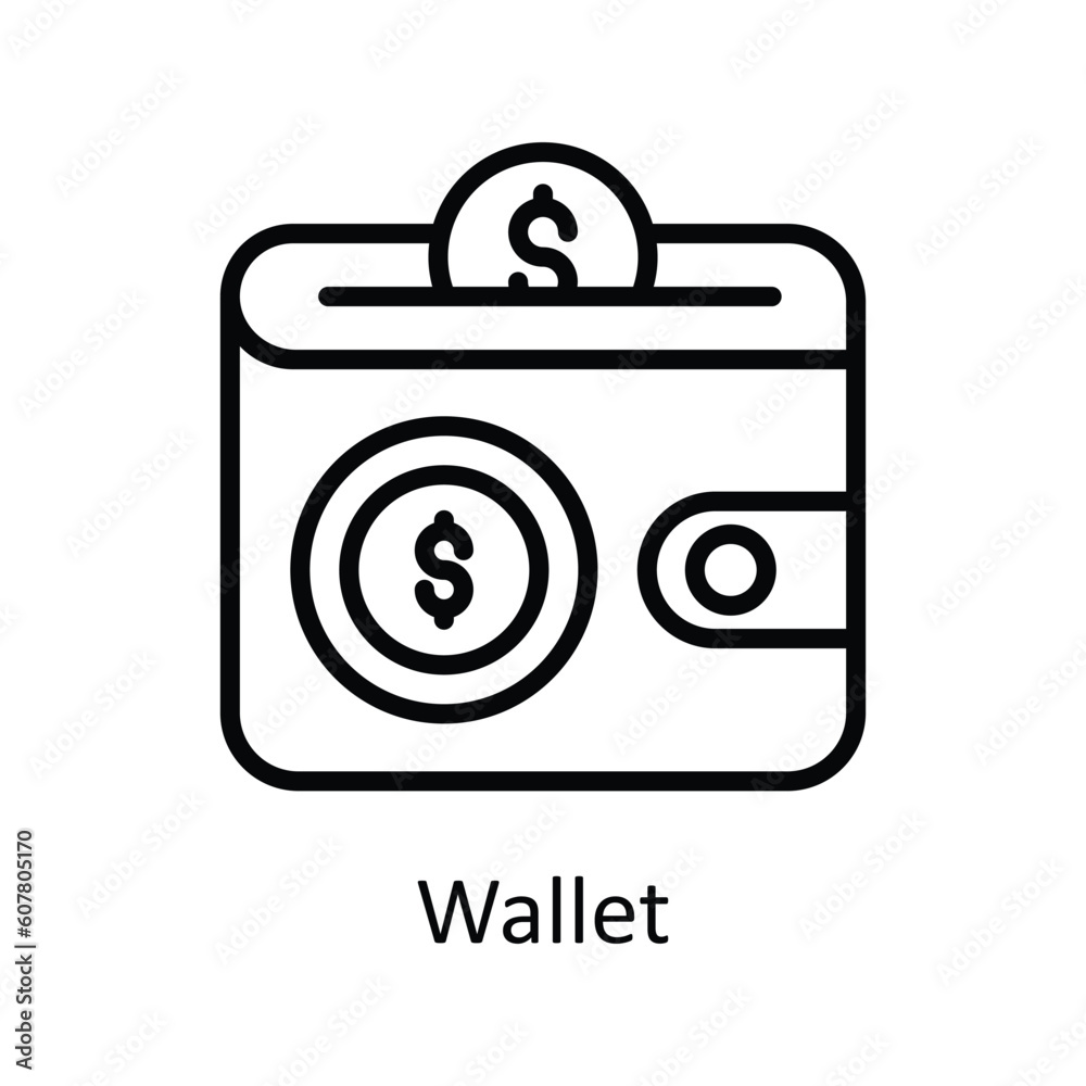 Wallet Vector outline Icon Design illustration. User interface Symbol on White background EPS 10 File Wallet Vector outline Icon Design illustration. User interface Symbol on White background EPS 10 File