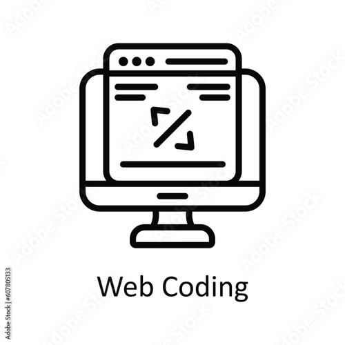 Web Coding Vector  outline Icon Design illustration. User interface Symbol on White background EPS 10 File