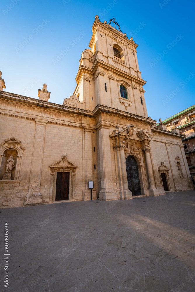 View of the Avola Cathedral, Syracuse, Sicily, Italy, Europe