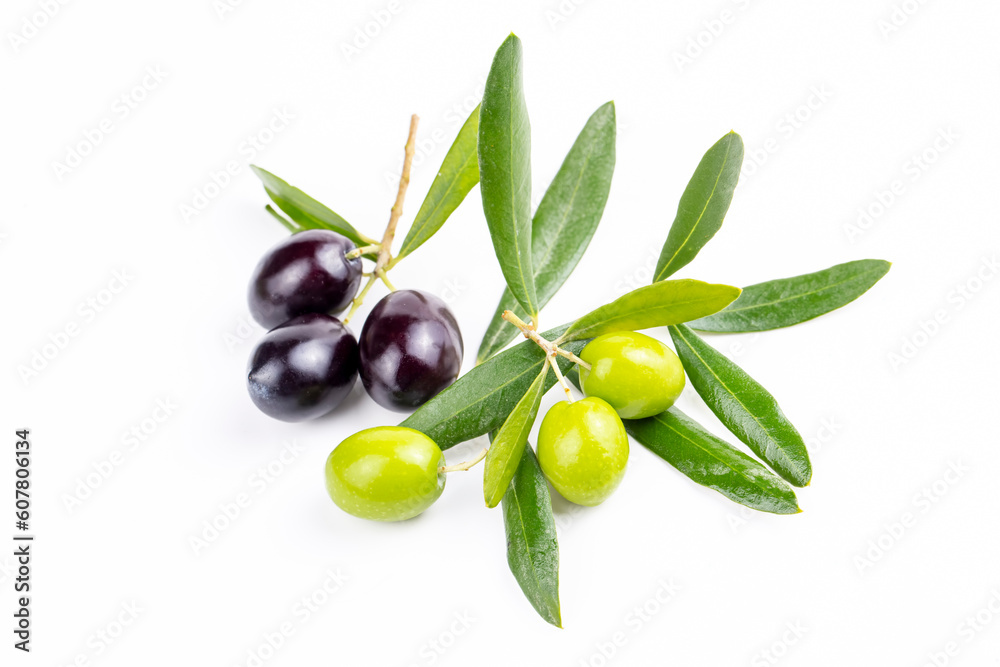 Fresh green olives on the white background Fresh green olives on the white background
