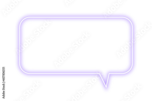 Neon purple chat bubble png. Glowing speech bubble on transparent background.