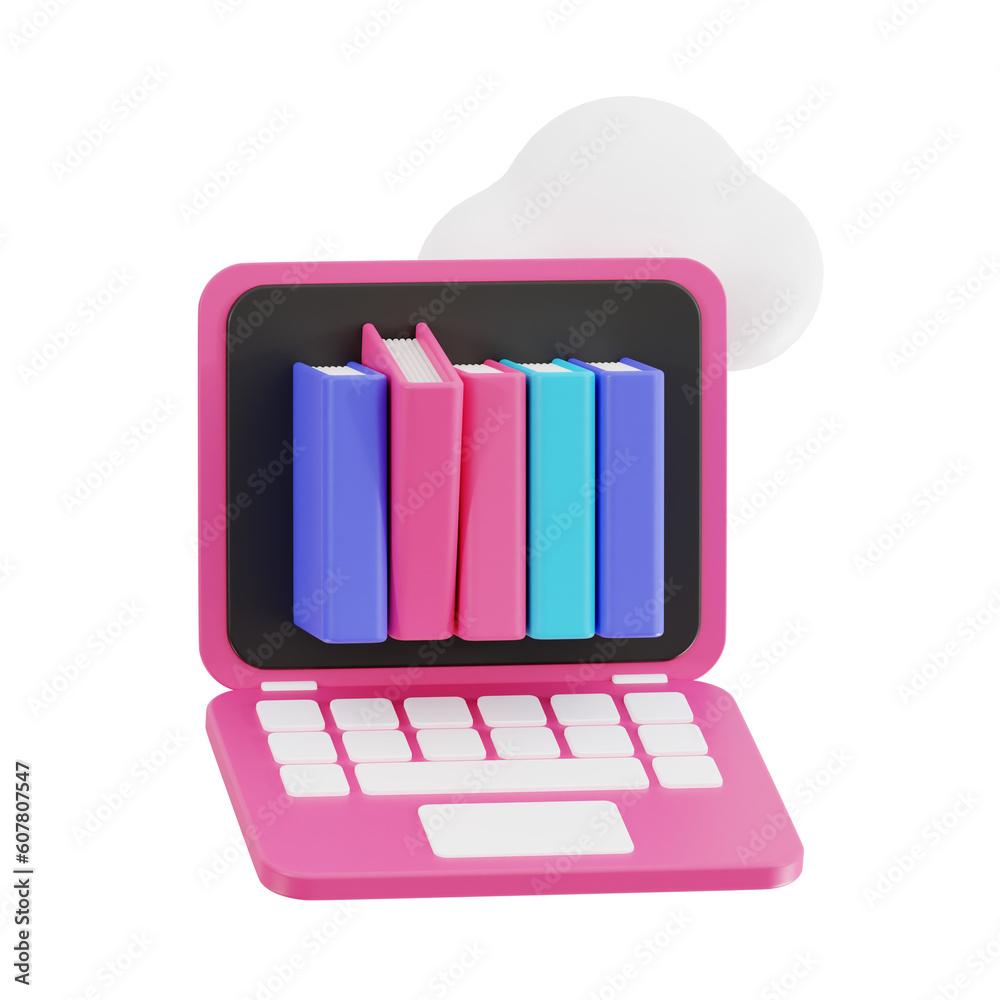 online library 3d render icon illustration, transparent background, library education online library 3d render icon illustration, transparent background, library education